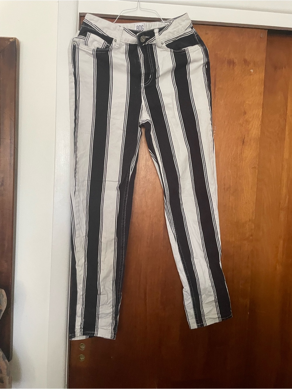 Women’s Black and White Vertical Stripe Pants